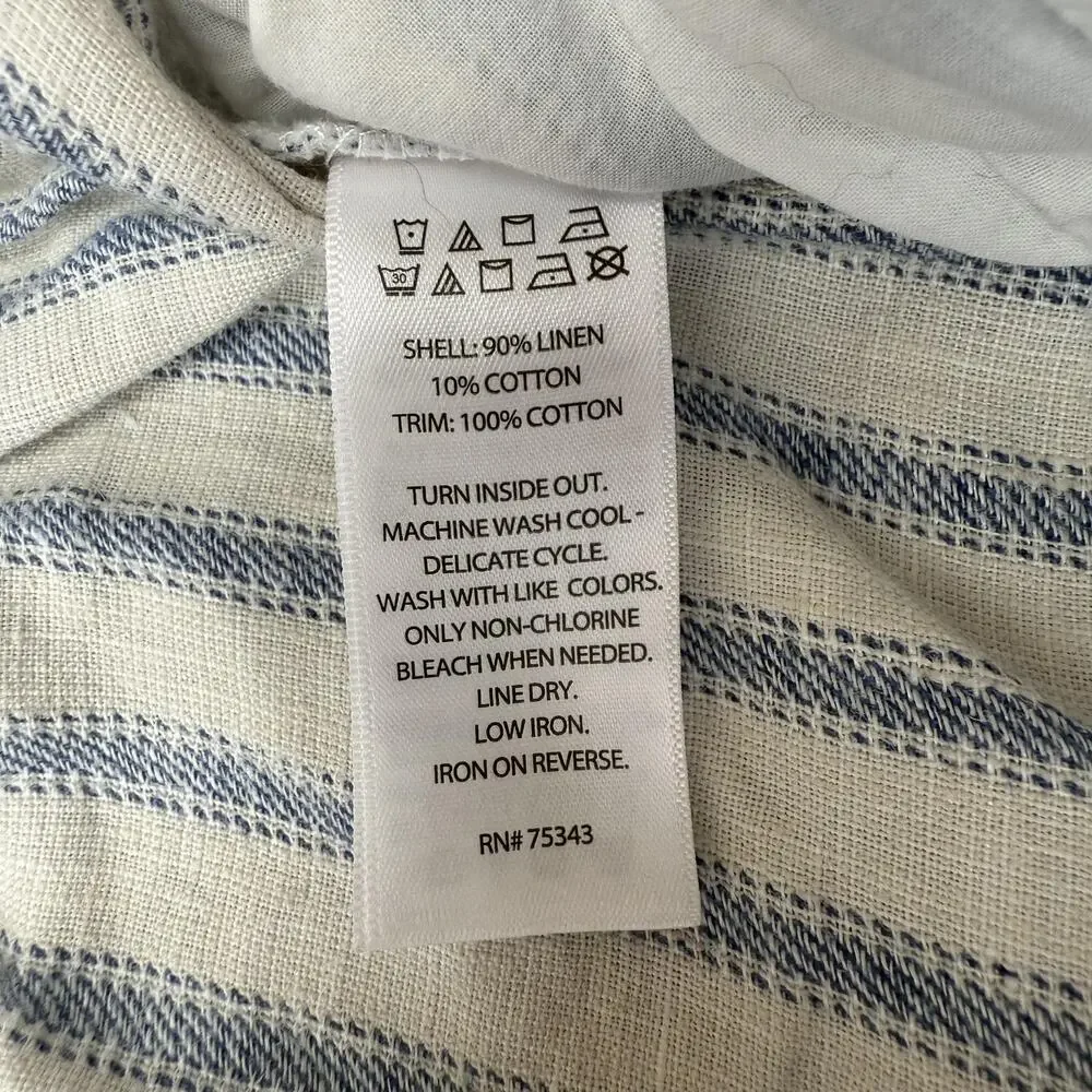 Tahari Pants Womens XL Blue Cream Stripe Linen Blend Wide Leg Cropped High Rise - Picture 5 of 11